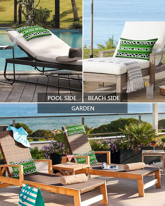 Outdoor Pillows Covers with Inserts Mexico Creamy Green Color Waterproof Recliner Pillow with Adjustable Strap Throw Pillows for Patio Furniture Pool Lounge Chair, 11x16 inch, 1PCS
