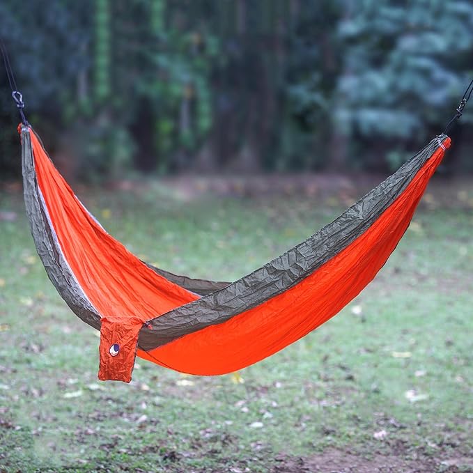 NOVICA Bright Red with Olive Green Trim Parachute Portable 1 Person Camping Hammock with Hanging Straps, 'Summer Dreams' (Single)