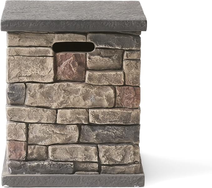 Chesney Outdoor Tank Holder Side Table - Lightweight Concrete - Stone Finish