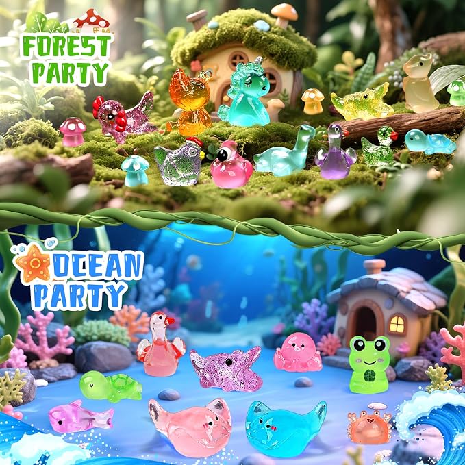 265pcs Mini Resin Animals Tiny Plastic Animals Variety Pack Little Small Resin Animal for Miniature Fairy Garden Decoration Micro Landscape Aquarium Potted and Dollhouse Décor