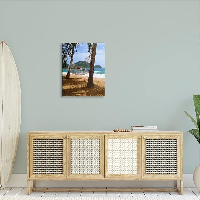 Stupell Industries Tropical Summer Vacation Hammock Between Palm Trees, Design by Noah Bay