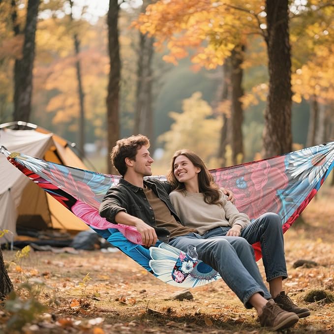 Peonies and Daisies Red 330lb Capacity Hammocks with Hanging Rope Backyard Hammock for Outside Camping Essentials hamacas para adultos con soporte