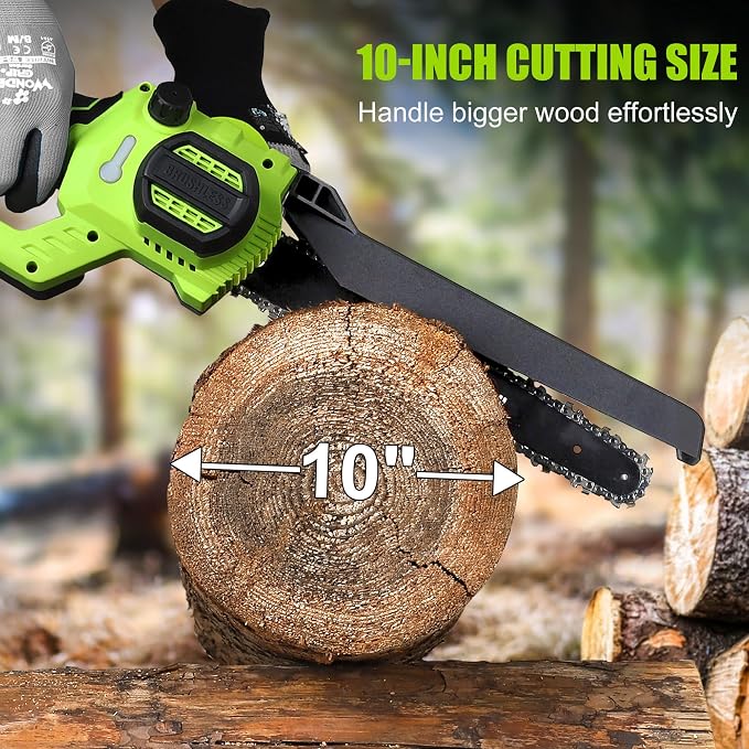 FASTPRO 10-Inch Cordless Chainsaw, Pre-Installed Mini Chain Saw Kit with 2 Pack Rechargeable Batteries, Easy for Branch Trimming and Wood Cutting