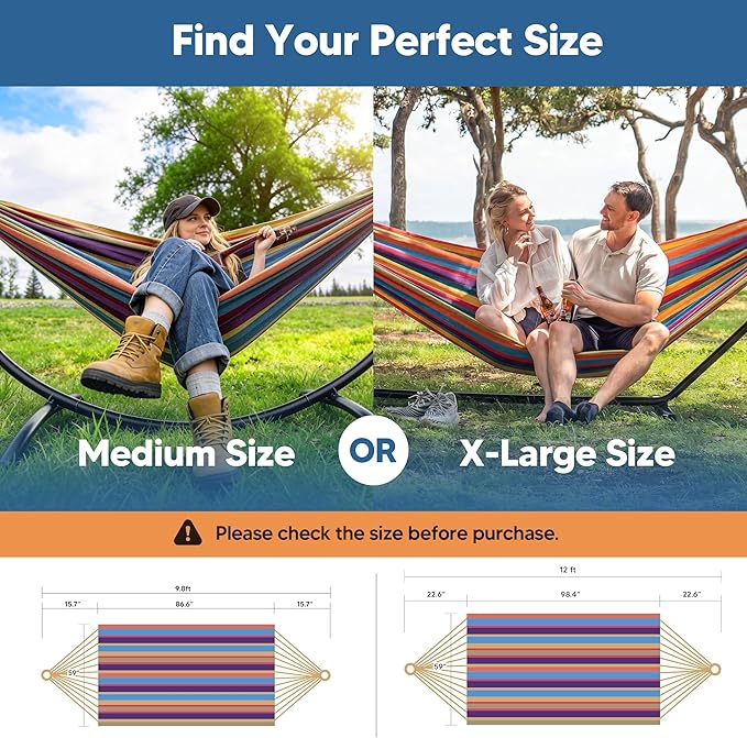 SUNCREAT Hammocks Outdoor Camping Double Hammock, Tree Hammocks for Outside, Rainbow