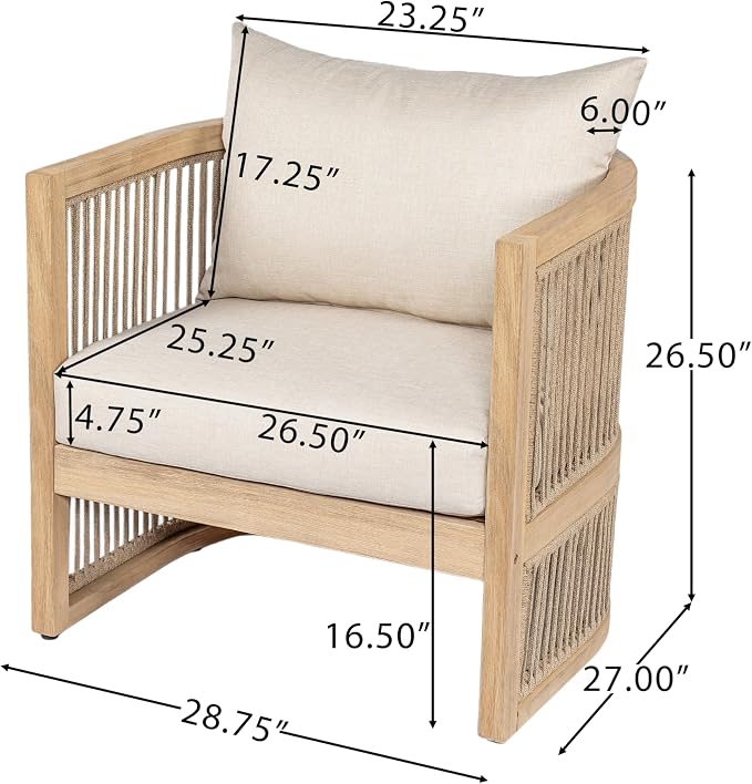 Christopher Knight Home Eden 5 Piece Patio Furniture Set with MGO Fire Pit+Tank Holder, 4-Seater Outdoor Acacia Wood Conversation Set with Cushions and Rectangular Fire Table,Light Teak+Beige+Natural