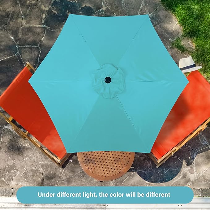 YSSOA 2 Pack 7.5' Patio Umbrella Outdoor Table Market Yard Umbrella with 6 Sturdy Ribs, Turquoise
