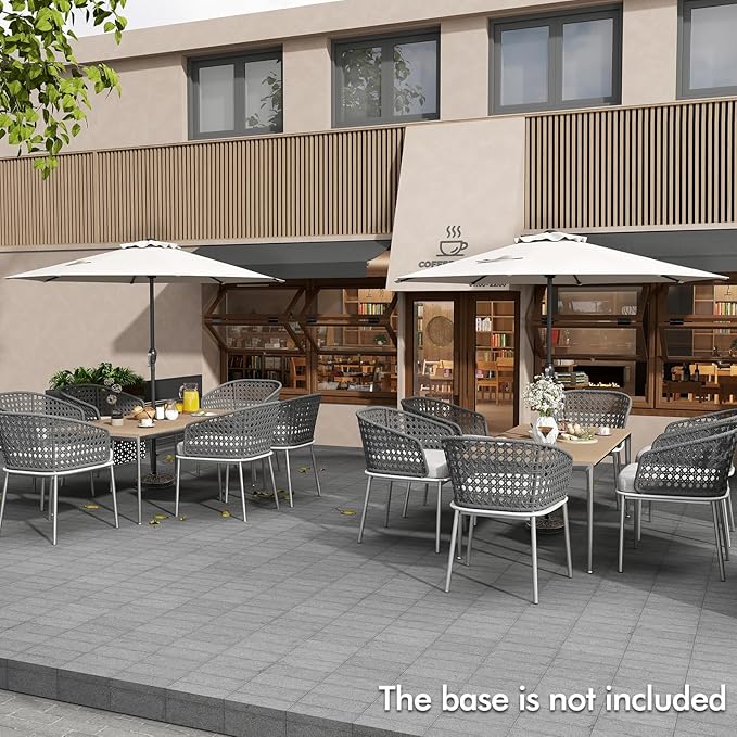 Tangkula 8.5 FT Outdoor Patio Umbrella, Modern Table Umbrella with 8 Heavy Duty Ribs, Vented Top & Crank Handle, Sun-proof Canopy, Market Umbrella for Patio, Garden, Poolside (Beige)