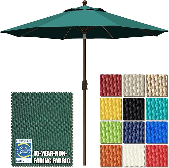 EliteShade USA 10-Year-Non-Fading 9Ft Market Patio Umbrella, UPF 50+ UV Protection Performance Sun Umbrella, Heavy Duty Commercial Grade Outdoor Table Umbrella with Crank & Tilt, Windproof Vented Top for Garden, Pool, Deck and Outdoor Playsets, Forest ...