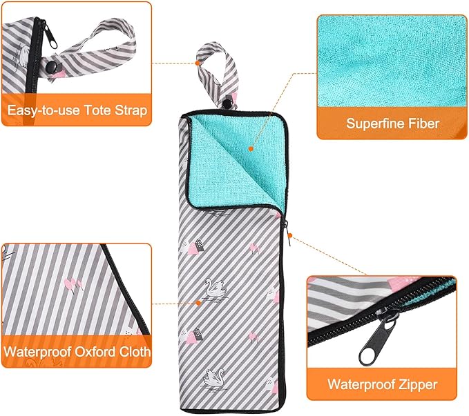 HARFINGTON 2pcs Wet Umbrellas Bag 4.9" x 14.2" Superfine Fiber Strong Water Absorption Umbrella Case Cover Portable Waterproof Case for Storage Travel Home Outdoor, Gray