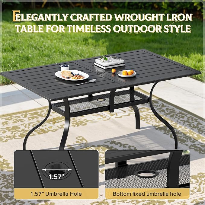 SUNCROWN 7 Pieces Outdoor Dining Set, Patio Furniture Set with 6 x Textilene Dinning Chairs and 1 Steel Slat Metal Bistro Table for Garden Lawn Backyard Deck (Grey)