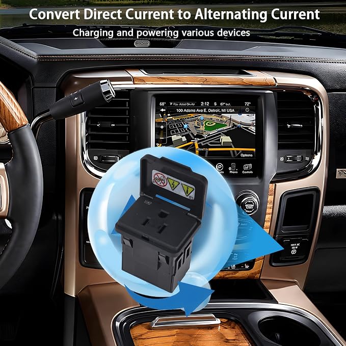 56046934AA Power Inverter Outlet 115V Fit for Jeep Grand Cherokee Dodge Durango 2014-2021,Ram 1500 2500 3500 4500 5500 Jeep Compass Chrysler Pacifica 2017-2021,Chrysler Voyager 2020-2021