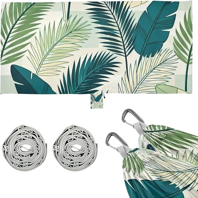 Tropical Leaf Hammocks with Tree Straps Swing Hammock for Indoor Outdoor Patio