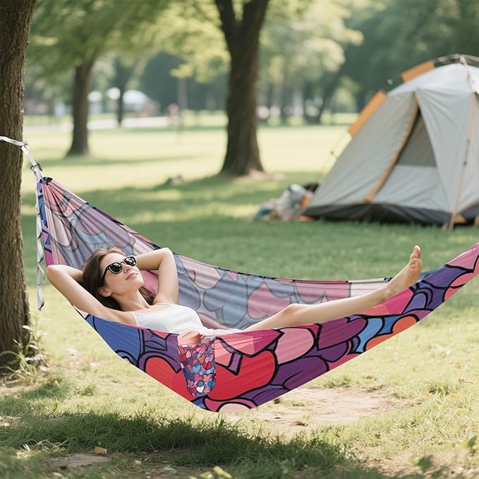 Valentines Day Love Hearts 330lb Capacity Hammocks with Tree Straps Cloth Hammock for Indoor Outdoor Patio accesorios para Camping