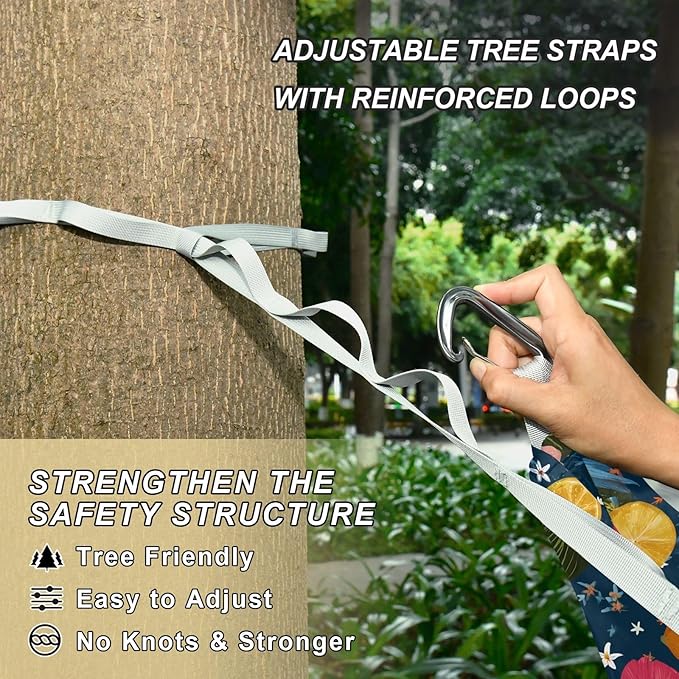Camping Hammock Outdoor Hammocks for Outside Hibiscus Flower Lemon Beach Trees Portable Lightweight with Pockets Tree Straps Indoor