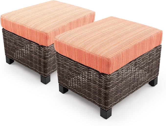 Wicker Patio Conversation Set, Outdoor Patio Chair Set with Deep Seating, Wide Armrests & Thick Cushions, All-Weather Outdoor Furniture Set for Patio, Porch, Deck & Backyard