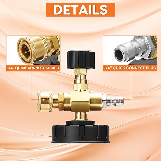 JOEJET Chemical Injector for Pressure Washer with Curved Wand, Adjustable Pressure Washer Soap Injector with Nozzle, 1/4 Inch Quick Connect, 3600 PSI