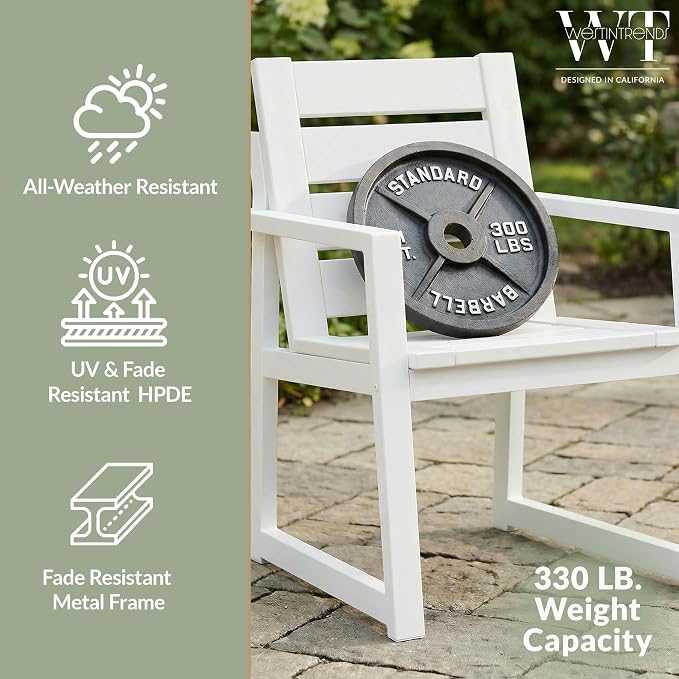 WestinTrends Cape May 9-Piece HDPE Outdoor Furniture Patio Dining Table with Umbrella Hole and Chairs Set for 8, White