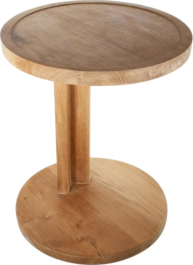 Nordic Teak C-Shaped Side Table – Solid Natural Teak Wood End Table for Sofa or Bed – Minimalist Scandinavian Design, Handcrafted, Space-Saving, Durable & Water-Resistant