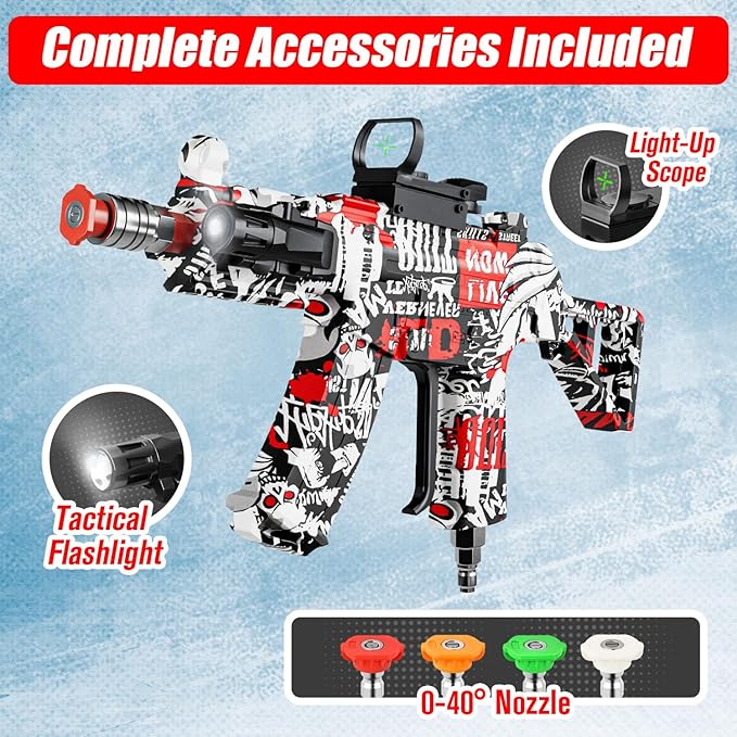MP5S Pressure Washer Gun with Swivel - 3000 PSI High Pressure Spray Gun with 3/8" Quick Connect Plug Inlet, Foam Cannon Compatible Power Washer Handle for Car, Home & Outdoor Cleaning (Red)