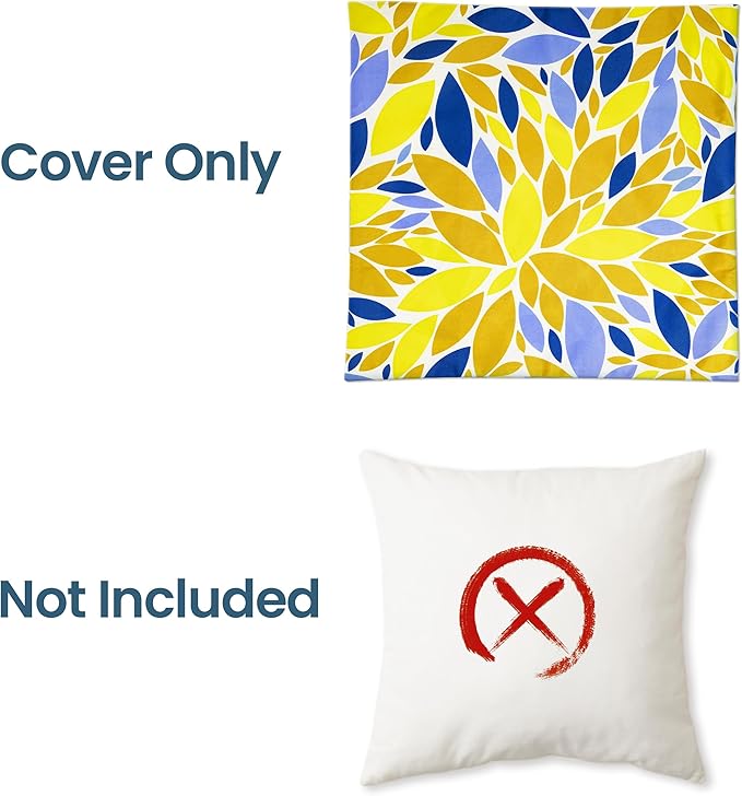 AELS Outdoor Pillow Covers 18x18 Inch, Water-Resistant Decorative Pillow Covers Pack of 2, Floral Throw Pillow Case for Patio Furniture Tent Garden, Yellow Blue Dahlia, Cover ONLY