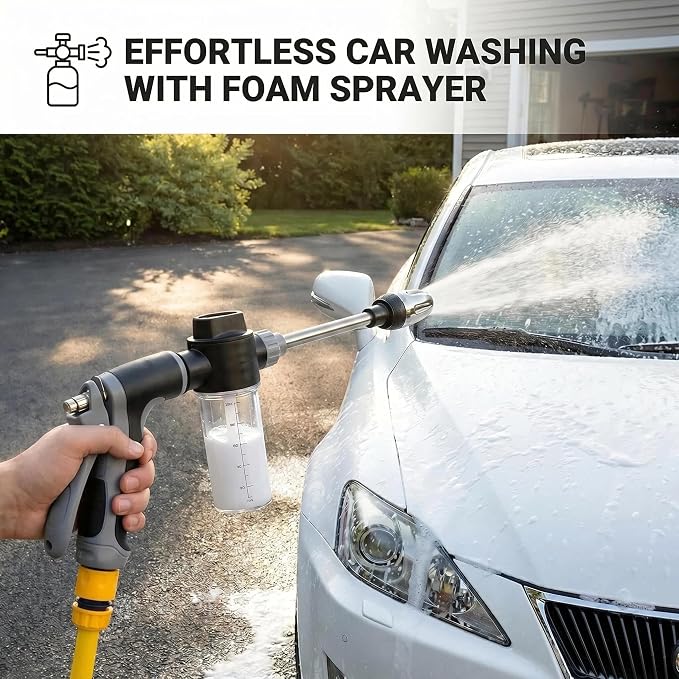 Pressure Washer Gun, Cordless Power Washer, Durable Stainless Steel, 360° Rotating for Three Spray Modes, Universal Compatibility