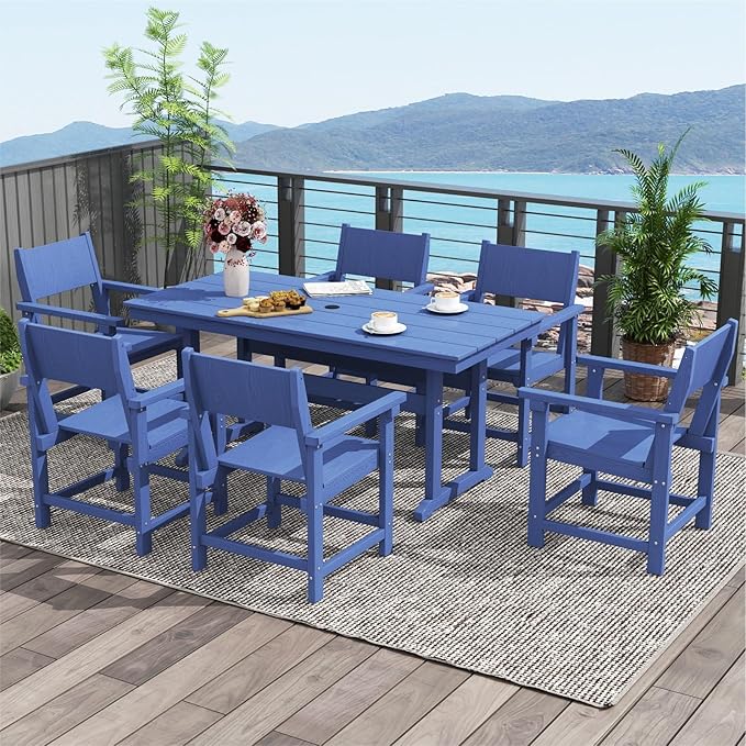 HDPE Outdoor Patio Dining Chairs,Dining Chairs Set of 2 with Arms, Waterproof, Rot Resistant, for Outside, Lawns, Porch, Patio, Deck, Garden Navy
