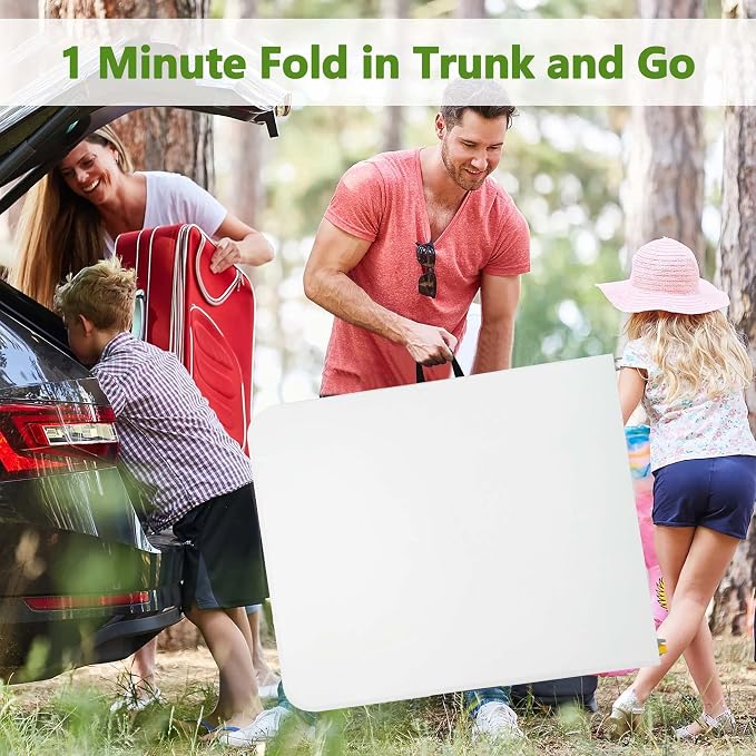 4Ft Folding Tables Portable Plastic Table Adjustable Height 4 Foot Foldable Table Fold Up Lightweight, Folding Camping Table for Indoor/Outdoor Picnic Camping