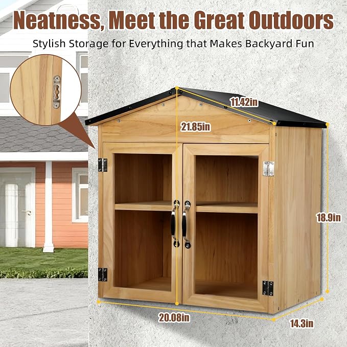 Outdoor Little Free Library Box, Weather-Resistant Wooden Blessing Box with Metal Roof & Adjustable Shelf, Easy-to-Assemble Lending Library for Books, Food Pantry for Neighborhood Community