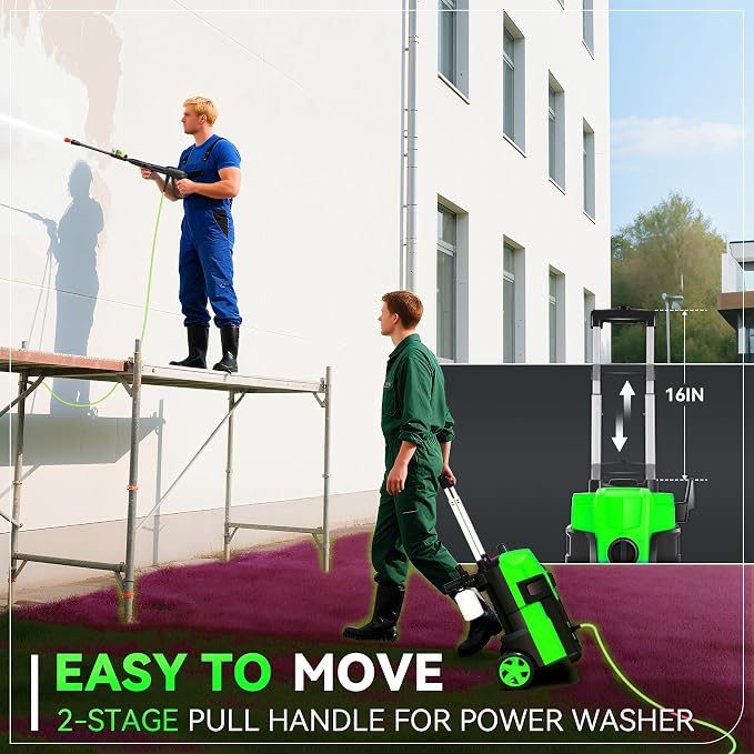 Electric Pressure Washer, 5000 PSI 4.0 GPM Heavy Duty Power Washer, with 4 Nozzles,Foam Cannon,33FT Hose Reel and 500ml Soap Bottle for Home/Cars(Green)
