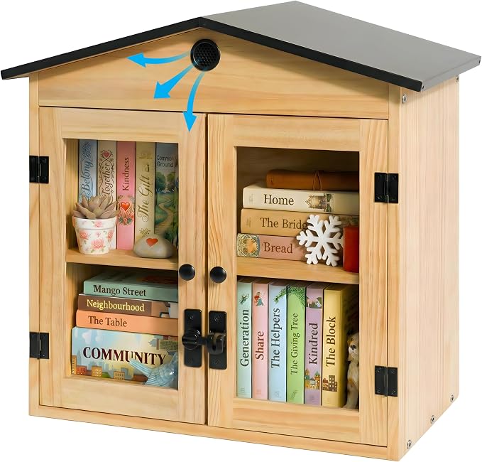 HAVLYN Little Library Box Outdoor Kit – Solid Wood Free Little Library with Metal Roof – Weather Resistant Blessing Box for Community Sharing
