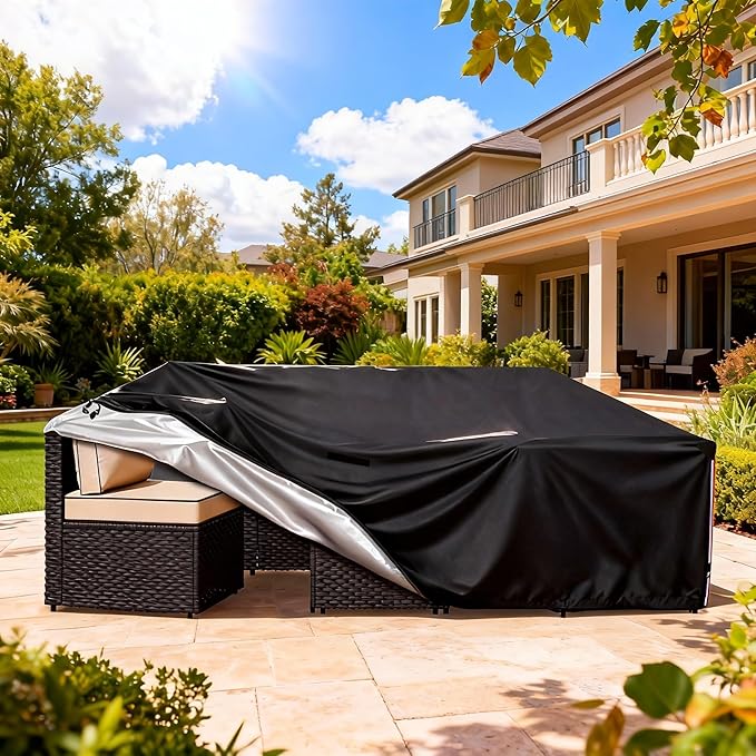 Patio Furniture Covers Waterproof,Heavy Duty Outdoor Furniture Covers, Rectangle Patio Table Cover Fits 5-8Piece Sectional Set Outdoor Chair Couch Table Sets (126" L x 63" W x 28" H)
