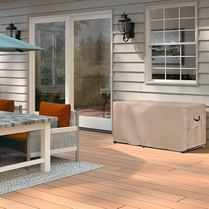 ULTCOVER Patio Deck Box Storage Bench Cover - Waterproof Outdoor Rectangular Fire Pit Table Covers 64 x 30 inch