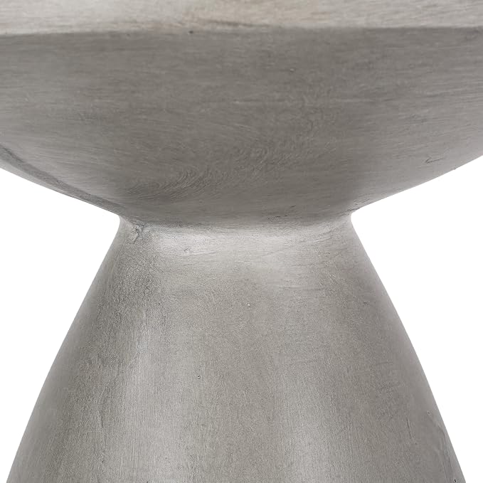 Patio Side Table, Lightweight Concrete, Light Grey