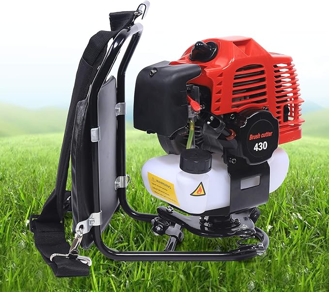 3-in-1 Gas Powered Weed Wacker, 1.7HP 43CC Backpack Grass Trimmer with Spring Shock Absorbers, 2-Stroke Backpack Lawn Edge Cutter for Farmland Weeding, Harvesting, Clearing