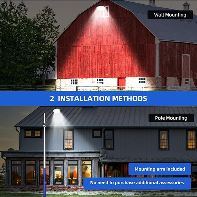 70W LED Barn Light,Dusk to Dawn Outdoor Lighting with Photocell and Mount arm, 5000K Daylight 10500LM,IP65 Waterproof Adjustable Angle Outdoor Flood Light for Yard Garage Securtity Area