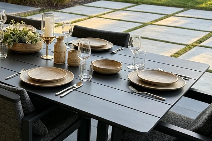 PURPLE LEAF Outdoor Dining Set for 14 Aluminum Extra Long Patio Furniture Table and Chairs Set with All Weather Thick Cushion Rectangular Patio Dining Sets for Huge Backyard Garden Poolside, Grey