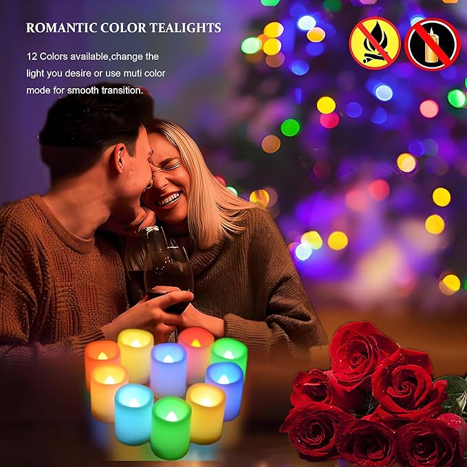 Multi Color Changing Votive Flameless Candles with Remote and Timer - Battery Operated Led Tea Light Candles，Set of 10 Colored Flickering Candles for Birthday, Wedding, Anniversary Easter Party Décor.