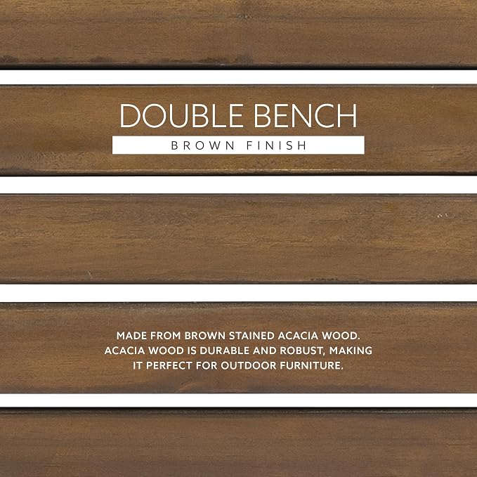 Linon Jayde Adirondack Double Bench, Teak