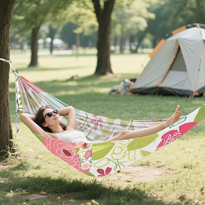 Spring Colorful Flowers 330lb Capacity Hammocks for Camping with Tree Straps Swing Hammock for Outside Patio Garden accesorios para Camping