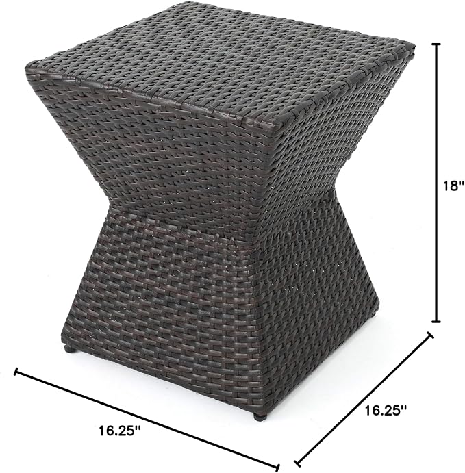Christopher Knight Home Calhoun Outdoor Wicker 16" Square Side Table, Multibrown