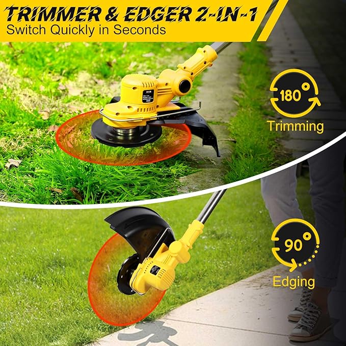 Weed Wacker Cordless for Dewalt 20V MAX Battery, 4-in-1 Battery Powered Weed Eater, String Trimmer with 5 Types of Blades, for Lawn, Yard and Bush Trimming (No Battery)