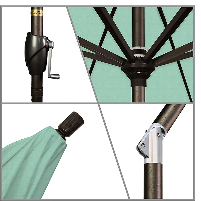 California Umbrella 7.5' Round Aluminum Market Umbrella, Crank Lift