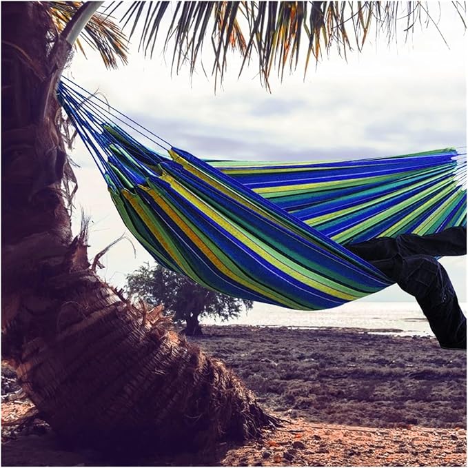 Hammocks, Outdoor Large Hammock Portable Indoors Camping Sleeping Stripe Canvas Hanging Bed Chair Garden Swing,for Outside