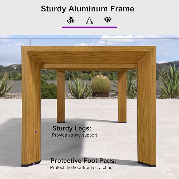 PURPLE LEAF 4-Piece Wicker Outdoor Patio Furniture Set Aluminum Rattan Sofa Conversation Set with Cushions and Coffee Table for Garden Backyard Wood Grain