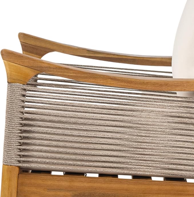 Christopher Knight Home Havets 2 Piece Patio Conversation Sets, Outdoor Acacia Wood Patio Seating Group,Woven Rope Loveseat with Cushions and Coffee Table for Porch Garden Backyard Balcony, Teak+Beige