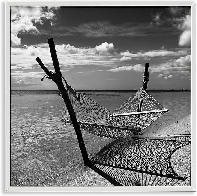 Stupell Industries Windward Beach Hammock Framed Giclee Art Design by Noah Bay