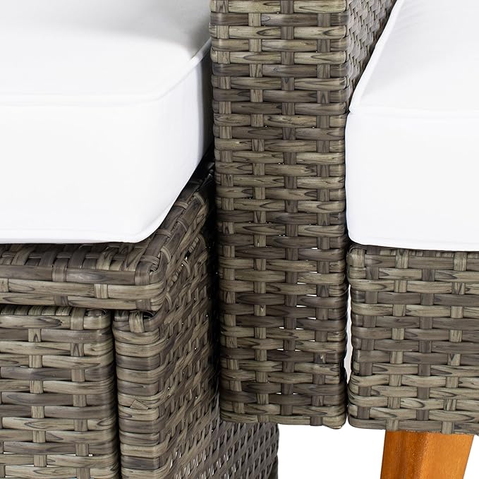 SAFAVIEH Outdoor Collection Presla Grey Brown/White 6-Piece Patio Living Set PAT7715C-3BX