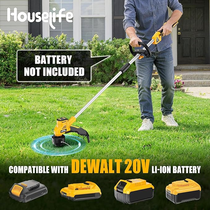 16-Inch Cordless String Trimmer & 600 CFM Leaf Blower Combo Compatible with DEWALT 20V MAX Battery (Tool Only), Brushless Weed Eater Edger with Dual Safety Switch & 3-Speed Turbo Lightweight Blower