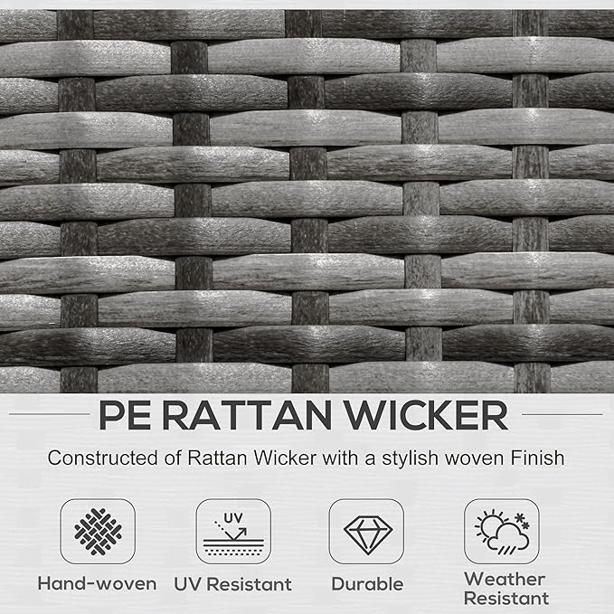 Outsunny 6 Piece Patio Furniture Set Outdoor Wicker Conversation Set All Weather PE Rattan Sectional Sofa Set with Ottoman, Cushions and Tempered Glass Table, Mixed Gray and Charcoal