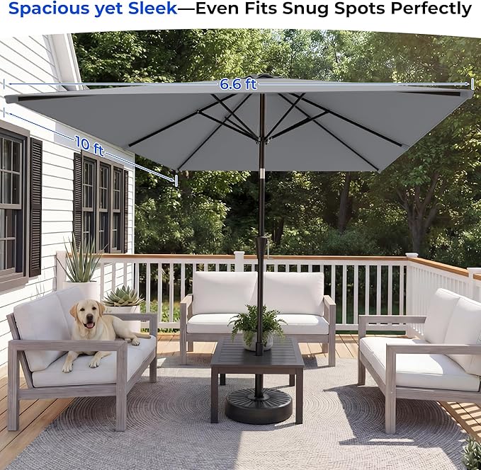 HOMSHADE 6.6 x 10 ft Rectangular Patio Umbrella Rectangle Umbrella Outdoor Patio, Large Outdoor Umbrellas for Patio Table with Tilting and Sun UV Protection for Pool, Deck, Market, Backyard